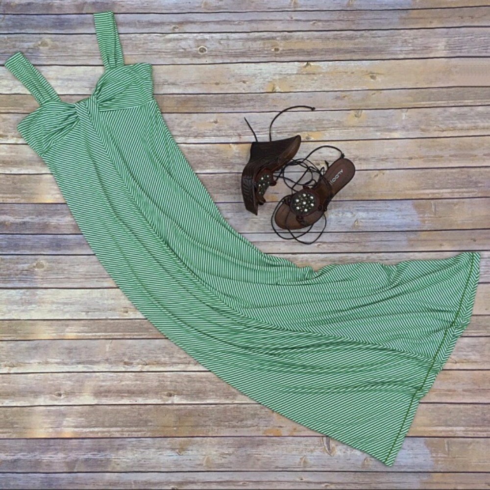 Green and white striped maxi dress from Max Studio